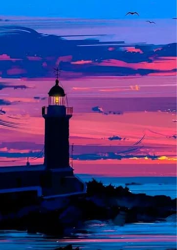 Gün Batımında Deniz Feneri
