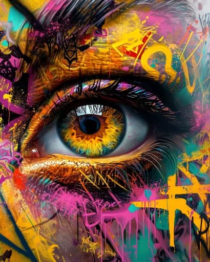 Renkli Popart Graffiti Gözler