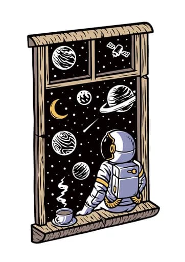 Pencerede Kahve İçen Astronot