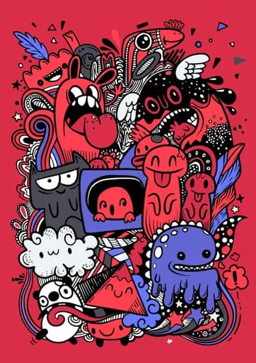 Doodle Canavar İllüstrasyonu