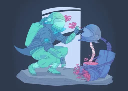 Çiçekler Ve Iskeletli Astronot